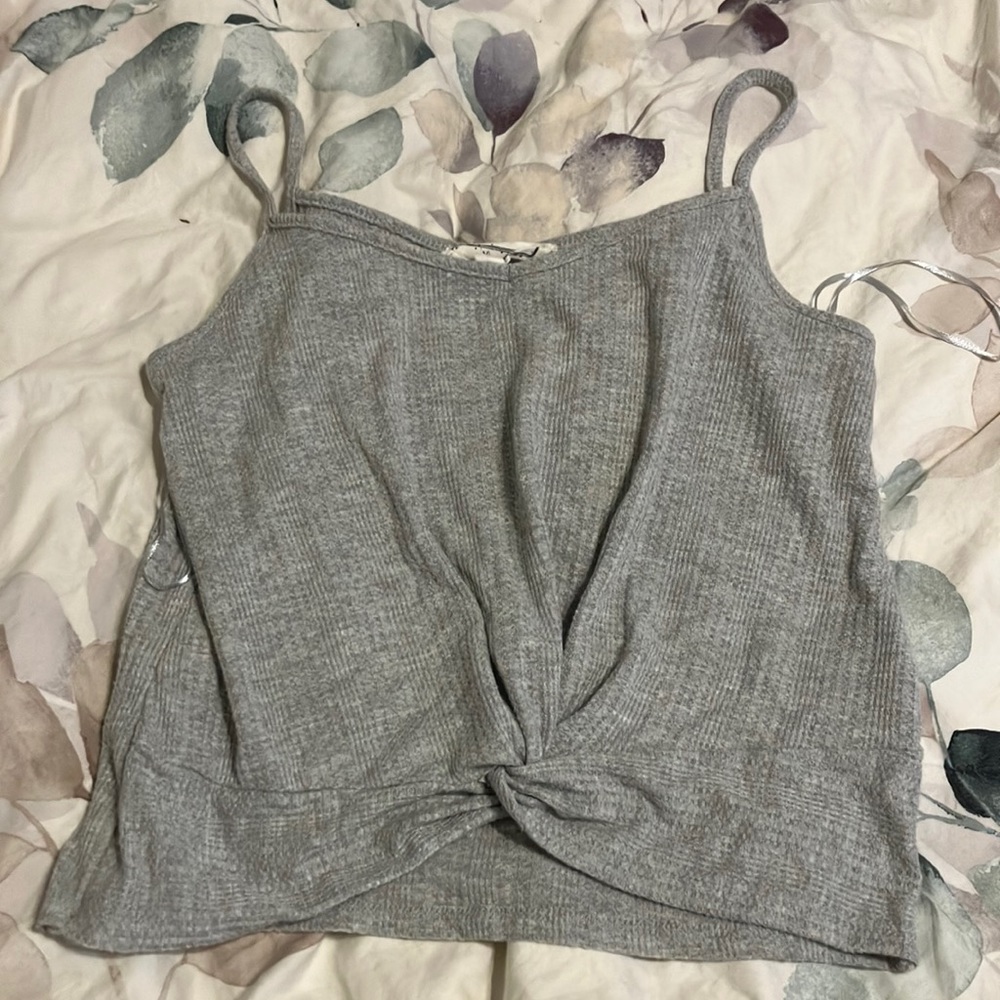Twist front gray boho tank